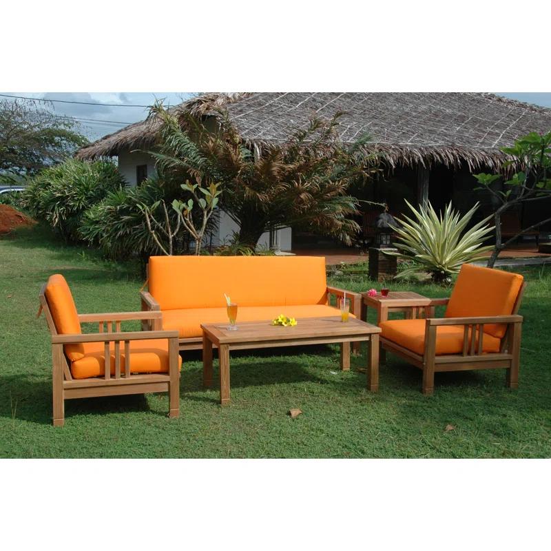 Anderson Teak South Bay Teak 5 - Person Patio Conversation Sets with Sunbrella® Cushions