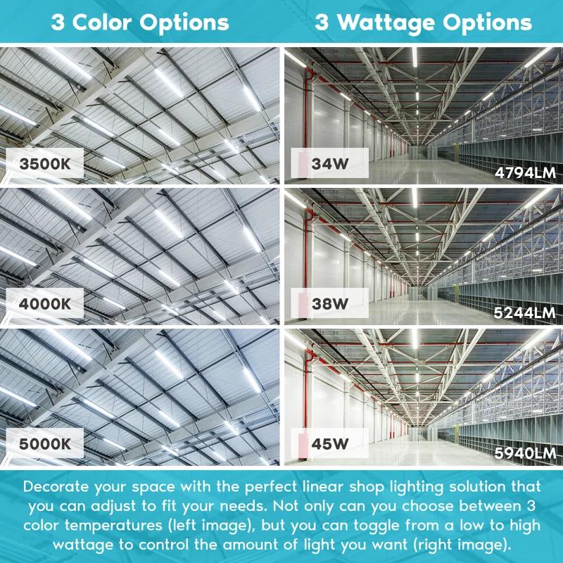 Luxrite 4' Selectable CCT Linear LED Shop Light