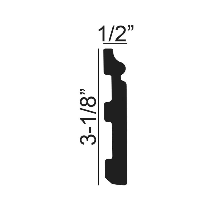 3-1/8 in x 1/2 in x 96 in Plain Recycled Polystyrene Panel Moulding Pro Pack (47 Feet) (Set of 6)