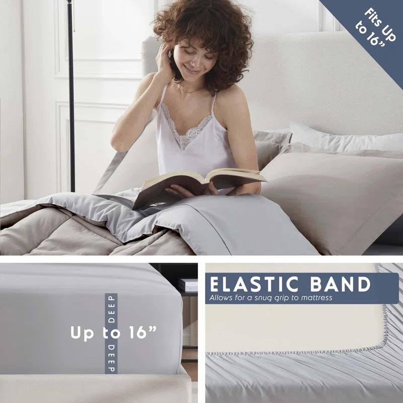 Bed-in-A-Bag Reversible Comforter Set with Bed Sheets