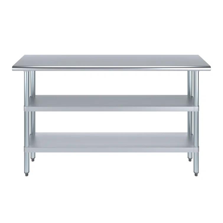 Amgood Stainless Steel Work Table with 2 Shelves