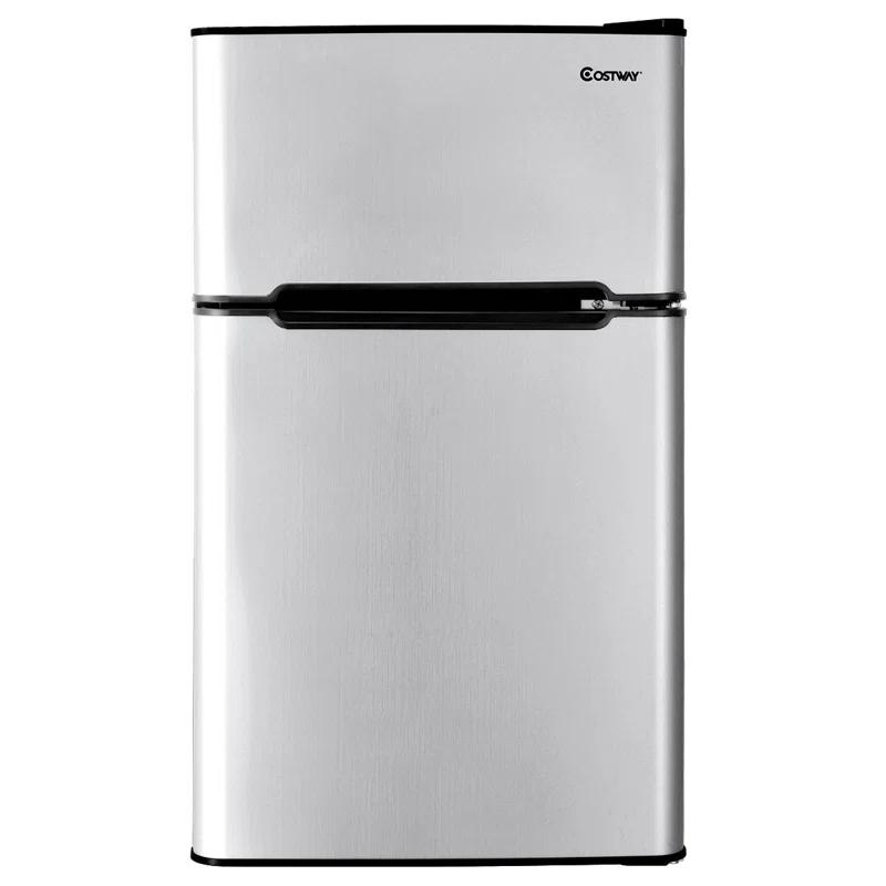 Costway Costway 3.2 Cubic Feet Portable Freestanding Mini Fridge with Freezer