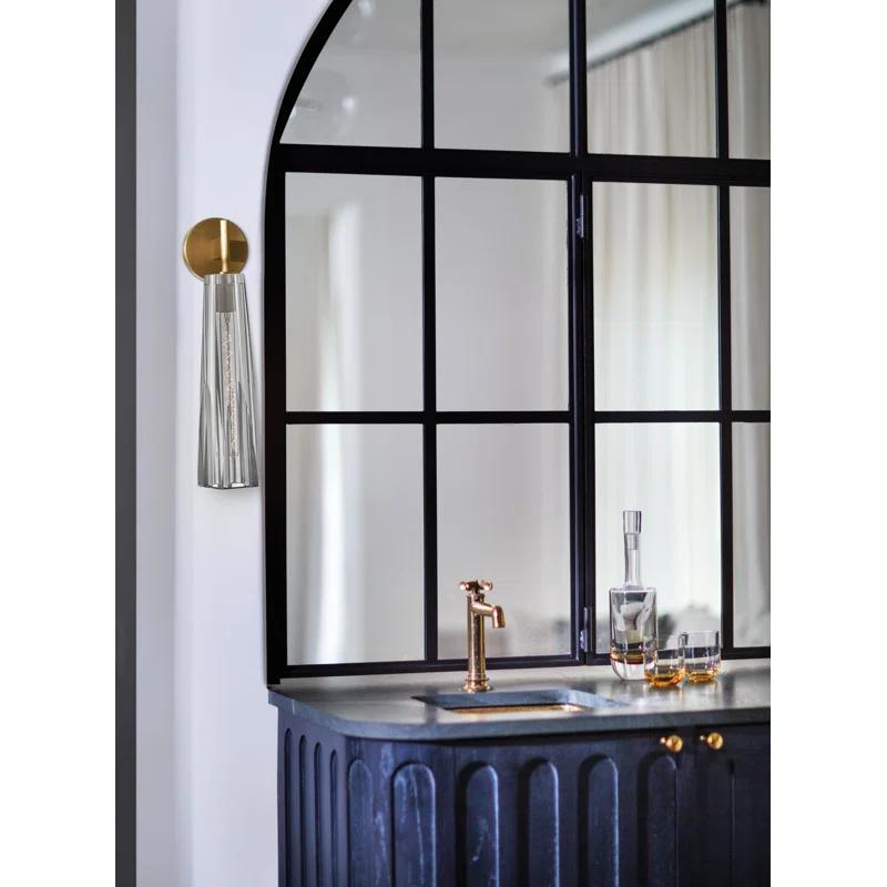 Cosette Single Light Wall Sconce w/ Thick Crystal-Cut Shade & On/Off Switch