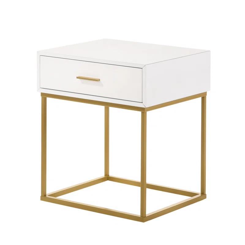 LuXeo LuXeo Catalina One Drawer Nightstand with Mustard Gold Legs