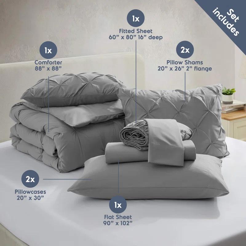 Bed-in-A-Bag Pleated Comforter Set with Bed Sheets