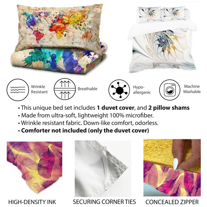 White Twist Watercolor III - Abstract Painting Duvet Cover Set - Microfiber Polyester