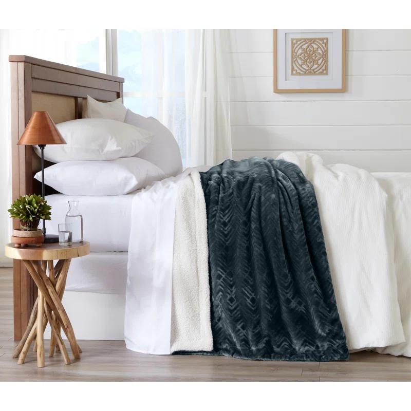 FreshFolds Ultra Soft Printed Plush Sherpa Reversible Blanket
