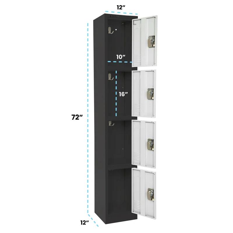 AdirOffice 12'' Wide Steel 4-Tier School and Gym Locker