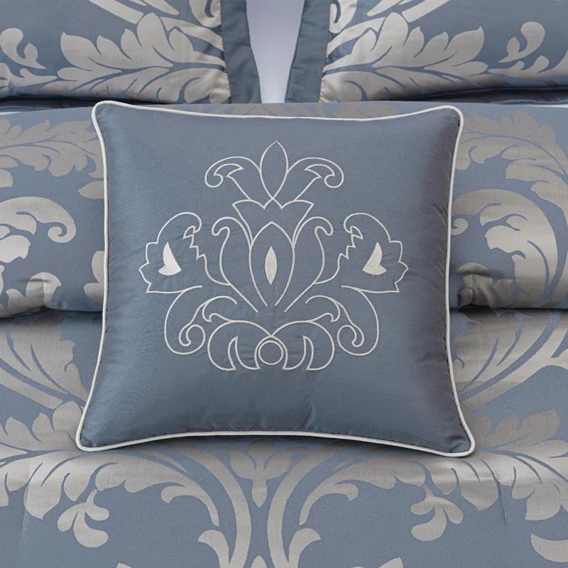 Chezmoi Collection Royale Jacquard Floral 7 Piece Comforter Set