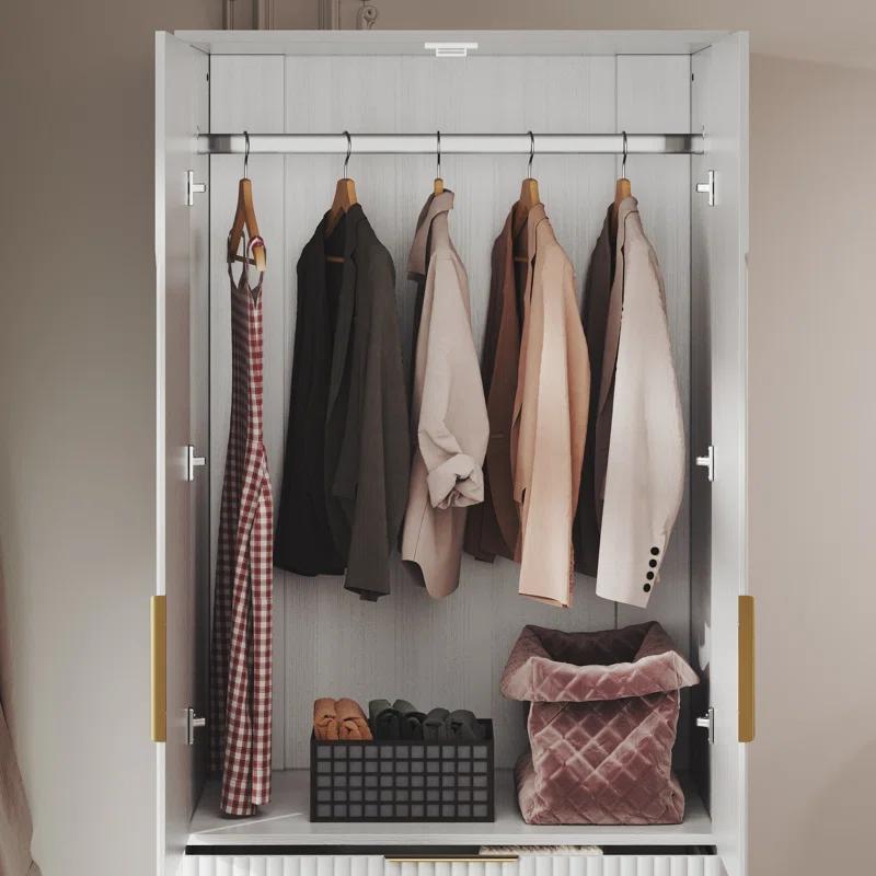 Ebern Designs 2 DoorsArmoire WardrobeWith Three Large Drawers And Hidden Storage | Wayfair