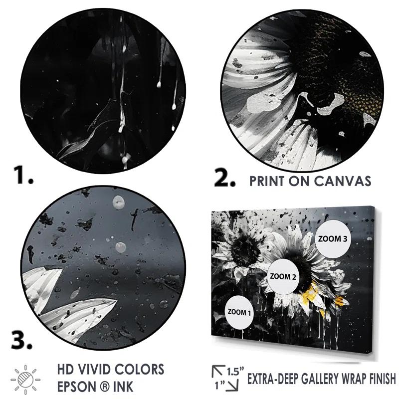 " Black And White Sunflowers Florescence "