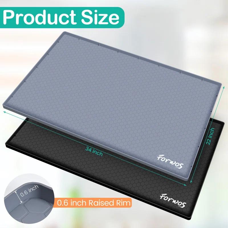 Under Sink Mat, 34" X 22" Silicone Mats For Kitchen Waterproof, Under Sink Cabinet Organizers And Storage, Sink And Cabinet Protector, Under Sink Tray For Bathroom (Grey)