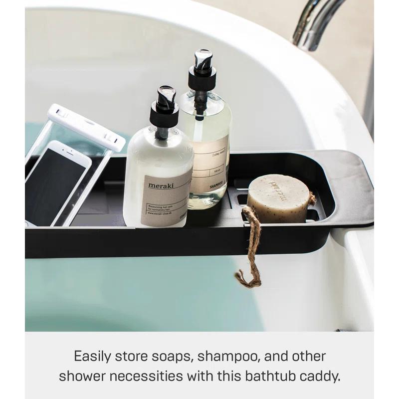 Yamazaki Home Tower Yamazaki Home Expandable Bathtub Caddy - Bathroom Tray Table Holder, 1.77" Height