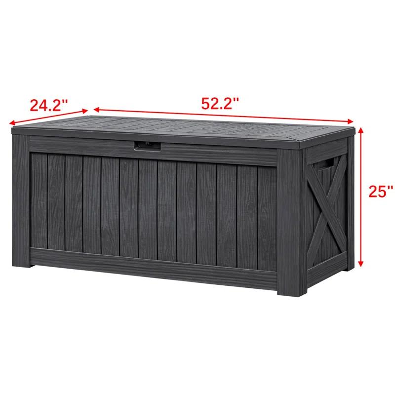 Hokku Designs Waterproof 120 Gallon Large Outdoor Indoor Patio Storage Deck Box , Outside Storage Bin for Cushion Pillows, Towels, Garden Tools