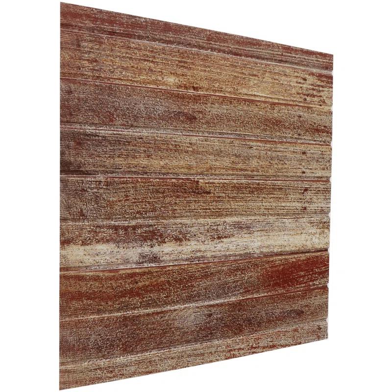 FromPlainToBeautifulInHours Faux Wood Plank Fire Rated Panel 24'' L x 24'' W Textured PVC Drop-In Ceiling Tile (Set of 10)