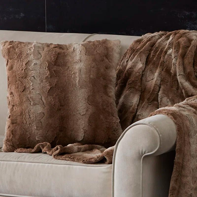 Faux Fur Striped Throw Pillow