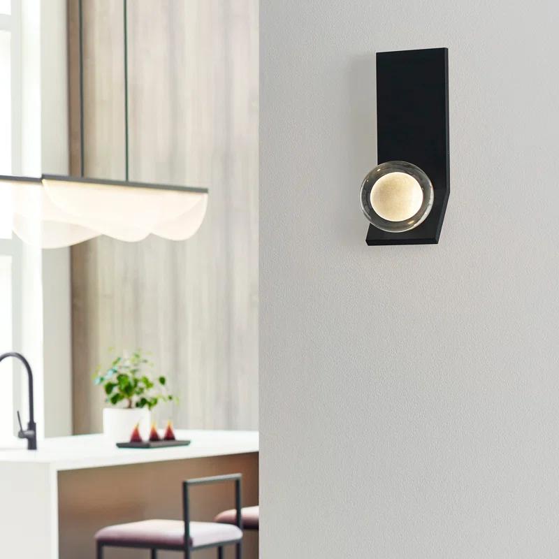 Elegant Nightshade Black LED Wall Sconce with Dimmable Glass Shade