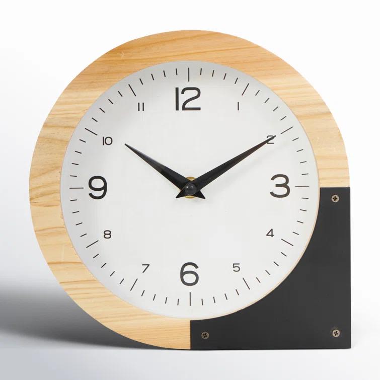 Cole And Grey Wood Round Abstract Clock