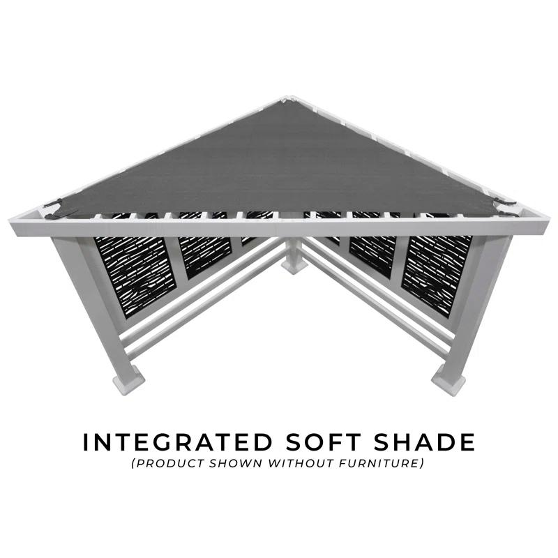 Backyard Discovery Backyard Discovery Ridgedale 12' x 8' Modern Galvanized Steel Cabana Corner Pergola with Shade Sail Canopy and Conversation Seating