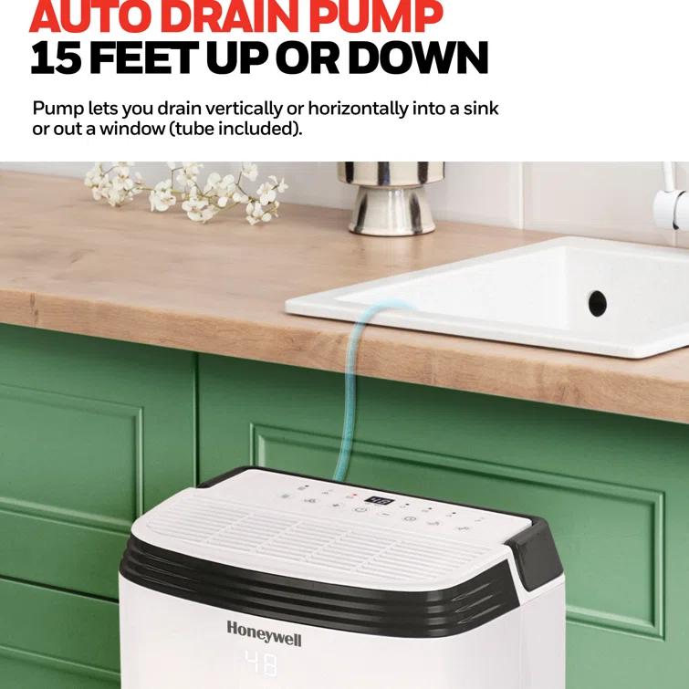 Honeywell Honeywell 50 Pints Per Day Dehumidifier With Built-in Pump for Rooms Up to 4000 Sq Ft