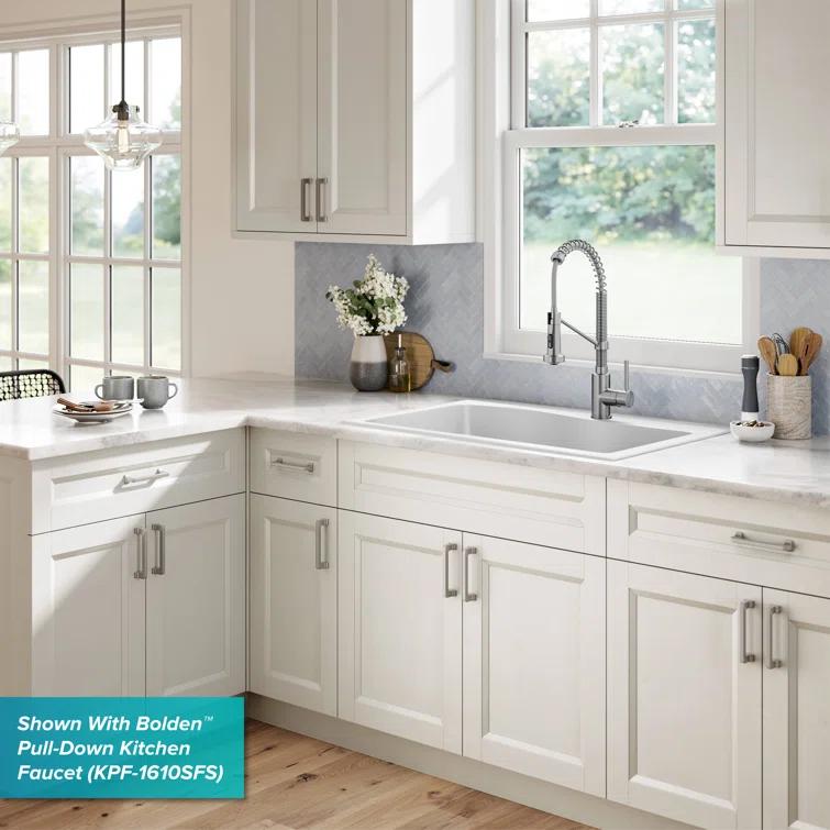 Kraus KRAUS Quarza™ 33" L Dual Mount 60/40 Double Bowl Granite Kitchen Sink KGD-442WHITE