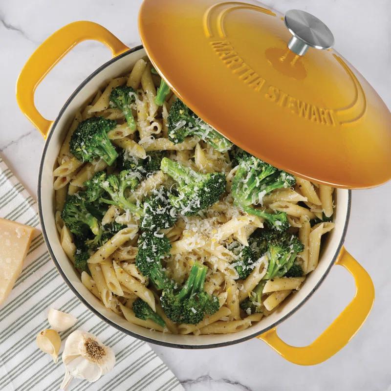 Martha Stewart Martha Stewart 7 Quart Enameled Cast Iron Dutch Oven With Lid In Yellow Ombre