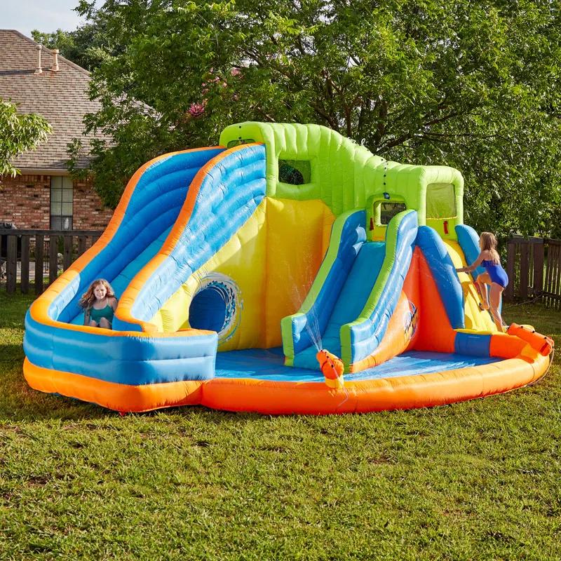 Banzai Banzai Pipeline Twist Kids Inflatable Outdoor Water Pool Aqua Park and Slides