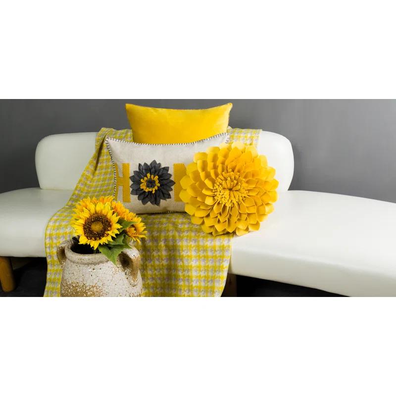 JWH Appliqued Throw Pillow 3D Sunflower Accent Pillow Cover & Insert