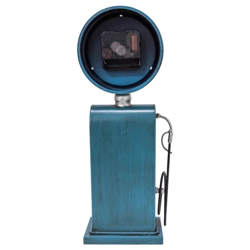 Williston Forge Analog Metal Quartz Movement / Crystal Tabletop Clock in Blue