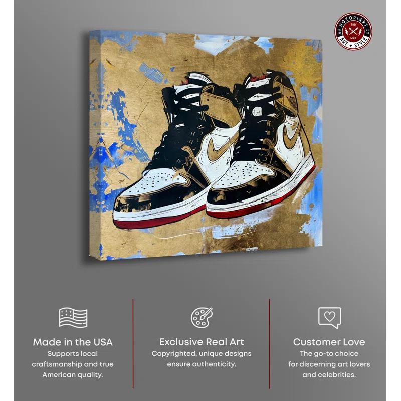 Notori Art Golden Sky Sneakers Modern Sneaker Art Prints Wall Art by Notoriart