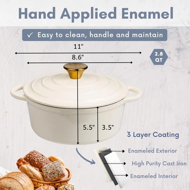 Lexi Home Lexi Home Enameled Cast Iron Round Dutch Oven