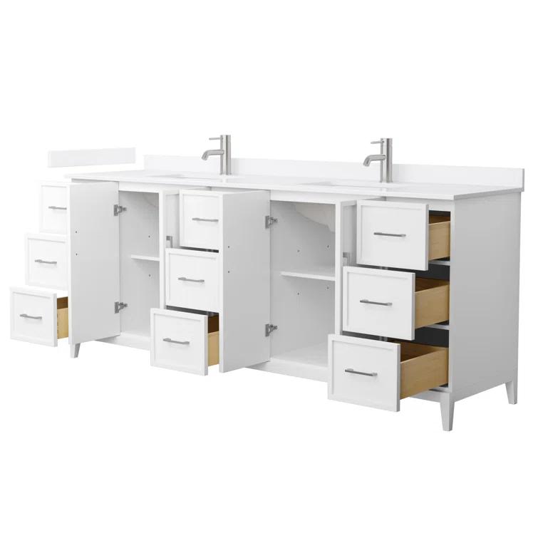 Wyndham Collection Elan 84'' Double Bathroom Vanity with Quartz Top
