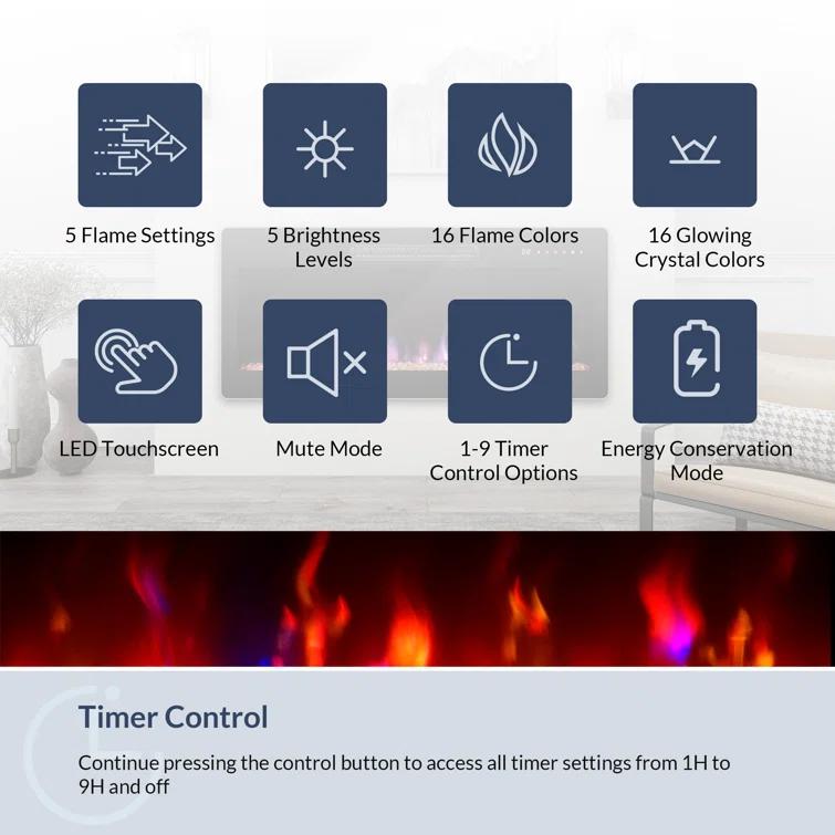 Ivy Bronx Modern 79" Fireplace TV Stand for TVs Up to 85" with Cat Litter Box,LED Light Entertainment Center With 36" Electric Fireplace and Graphene Heating