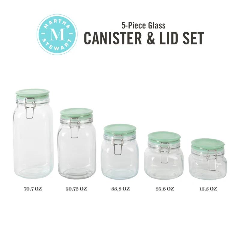 Martha Stewart 5 Piece Glass Kitchen Canister Set