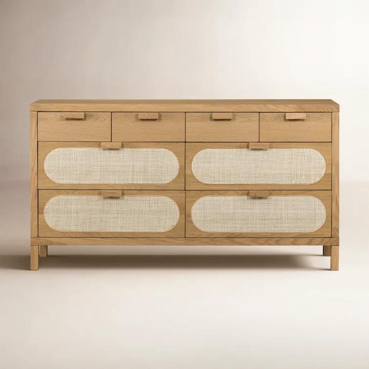 Alder Cane Paned 8-Drawer Dresser