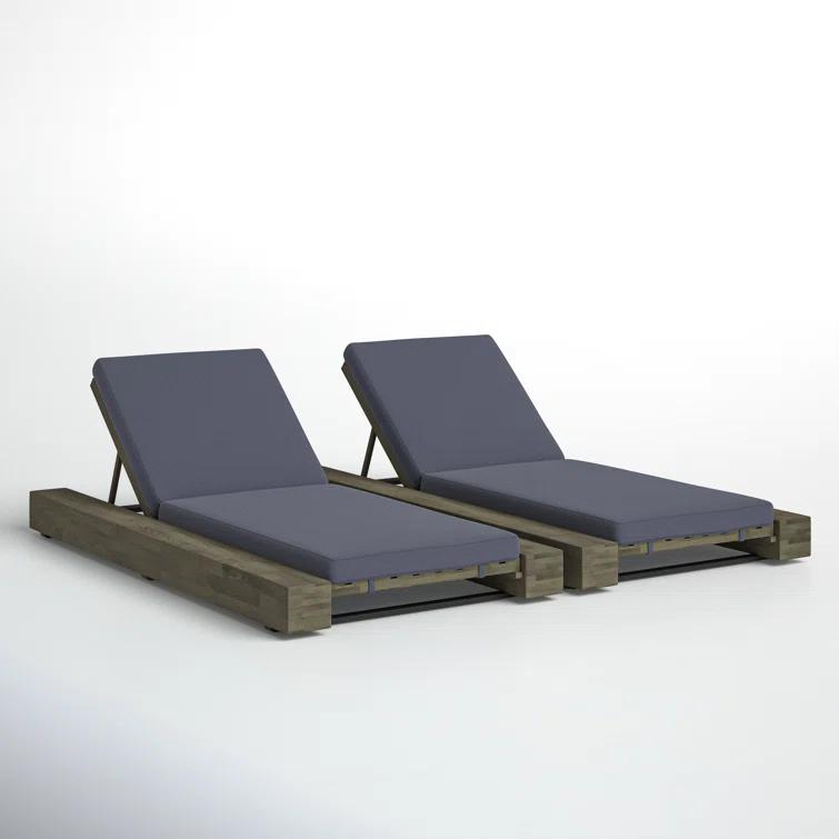 Donnie 39'' Outdoor Acacia Chaise Lounge (Set of 2)