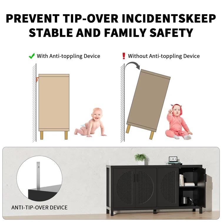 Bay Isle Home™ Buffet Sideboard Cabinets With Storage And Rattan Door
