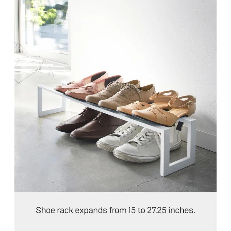 Yamazaki Home Adjustable Shoe Rack, Small, Steel,  Holds 4 to 8 shoes, Expandable, Stackable