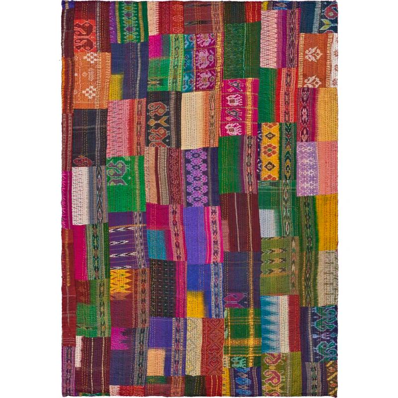 Rajani Home Handmade Kantha Silk Blend Throw Blanket