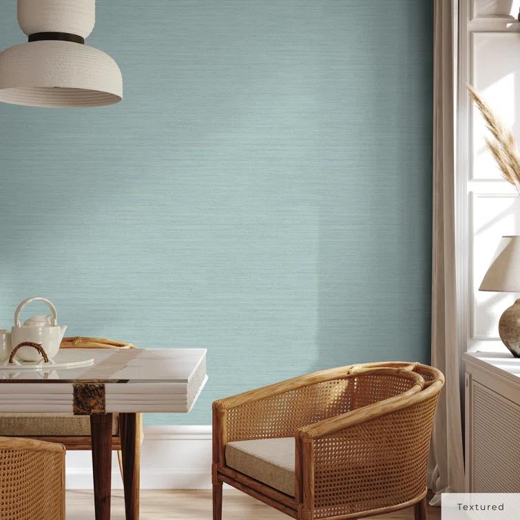 Tempaper & Co.® Faux Horizontal Grasscloth Removable Peel and Stick Wallpaper, Textured Seaglass, 56 sq ft: Vinyl, Prepasted