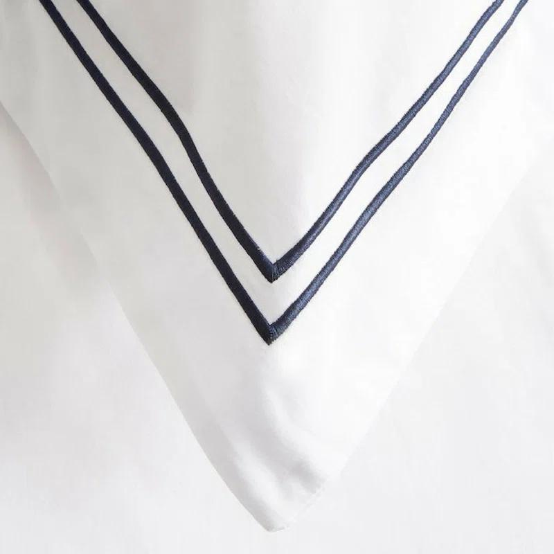 Ella Jayne Home Ella Jayne Cotton Duvet Cover with Satin Satin Stitching 3-Piece Set, White with White Satin Stitching