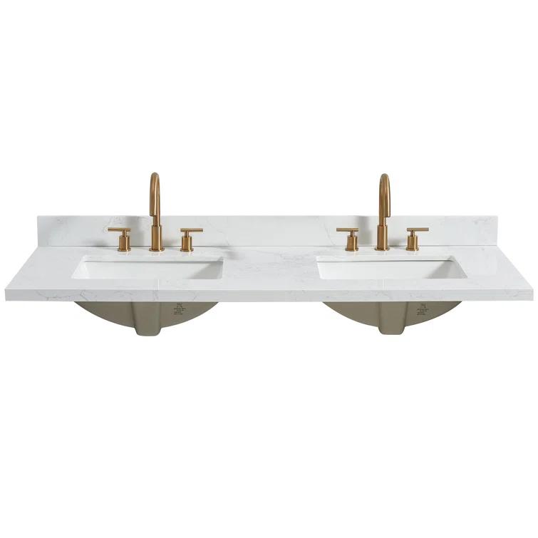 Vinnova Jaen 61'' Engineered Stone Double Vanity Top with Sink and 3 Faucet Holes | Wayfair