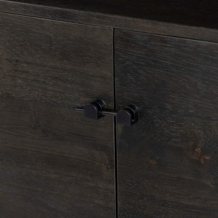 Black Parawood Media Console with Cabinet