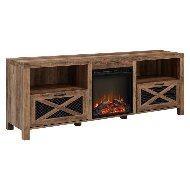 Gracie Oaks Tansey 70" Media Console with Electric Fireplace