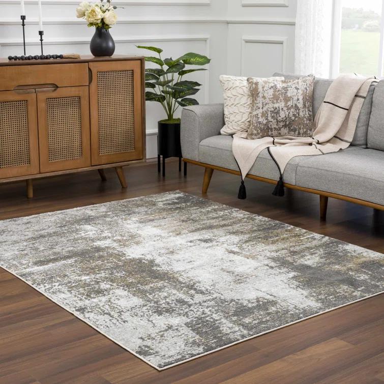 17 Stories Liveree Abstract Design Modern Gray/Beige Area Rug