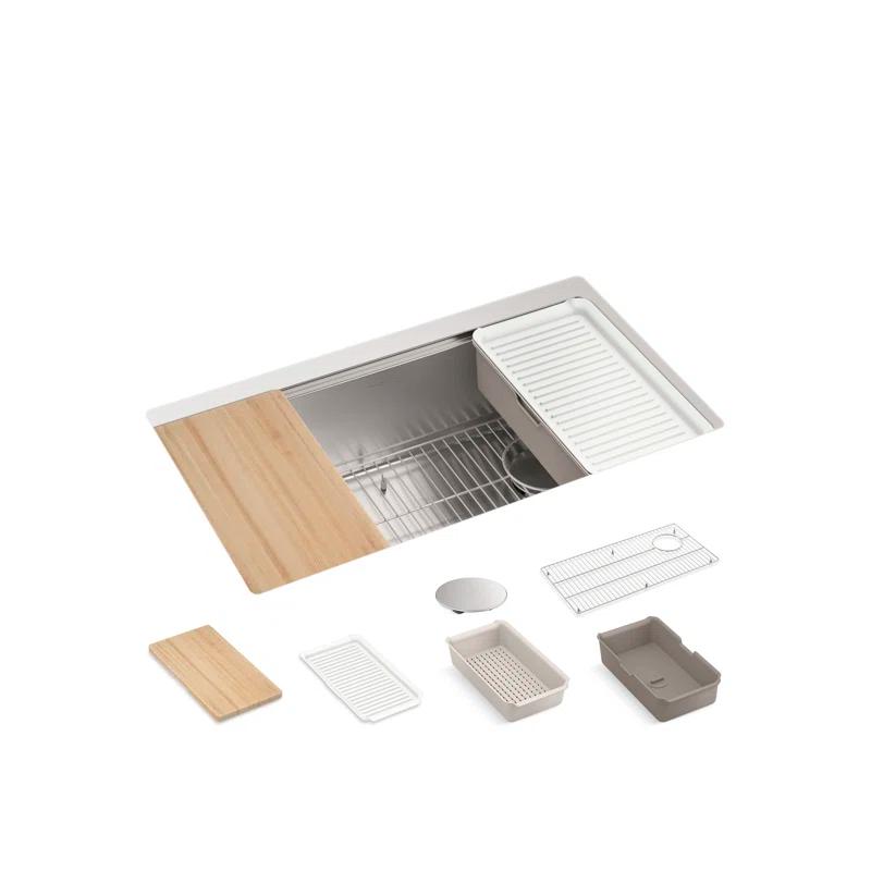 Strive® 32" L x 18.25" W Undermount Single Bowl Kitchen Sink with Basin Rack