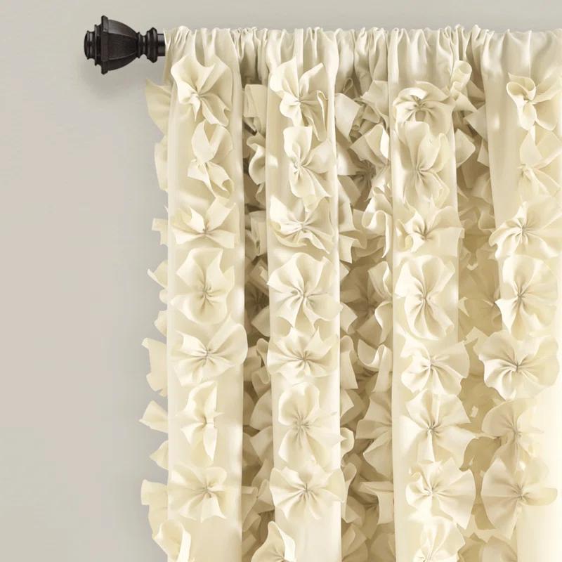 Lush Decor Riley Polyester Semi Sheer Curtain Single Panel