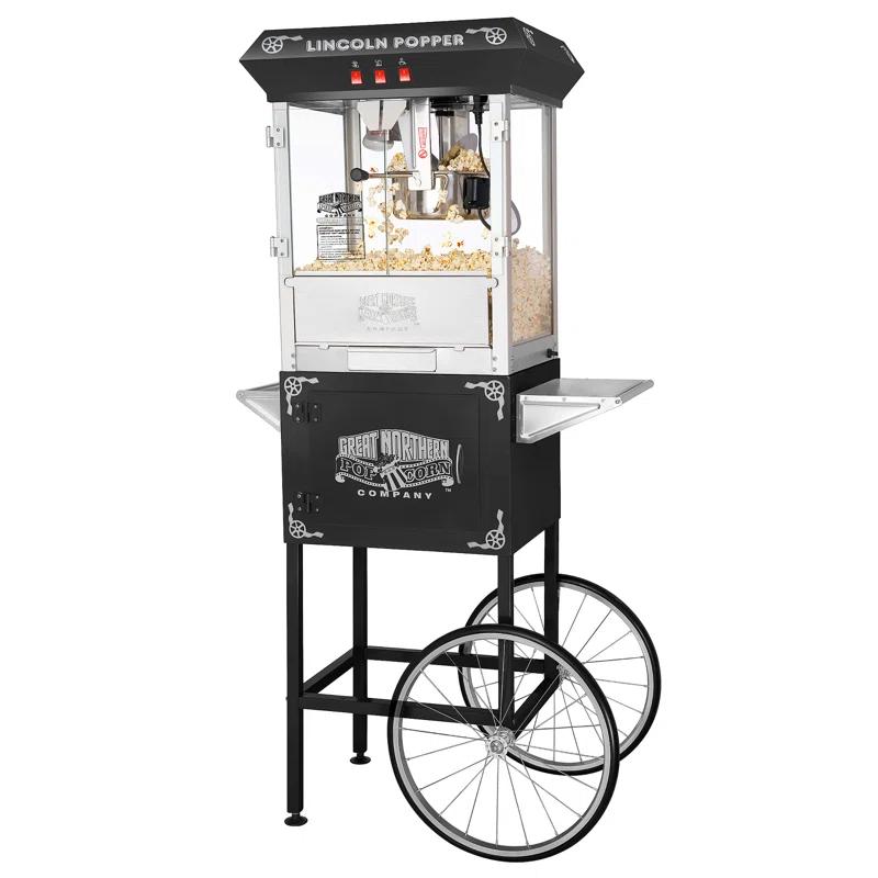Great Northern Popcorn Lincoln Popcorn Machine with Cart - 8oz Popper with Stainless-Steel Kettle by Great Northern Popcorn