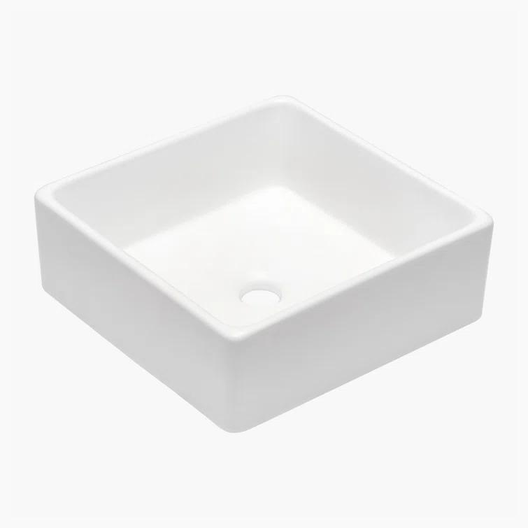 Hewei Hewei 15'' White Ceramic Square Vessel Bathroom Sink YXY829-W1243124768
