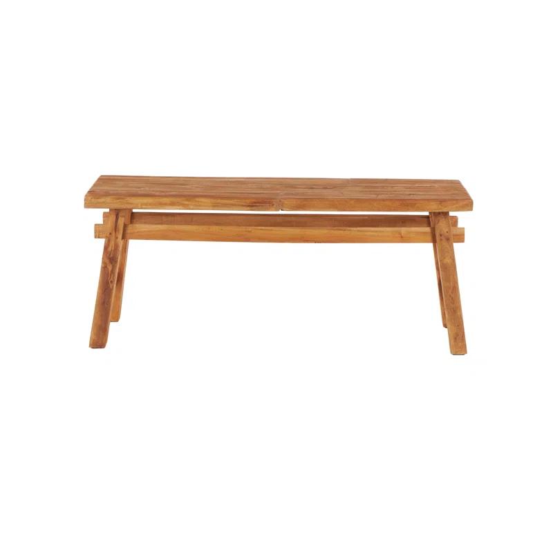 Milani Brown Wood Handmade Distressed Bench with High Trestle Legs 47" x 12" x 21"
